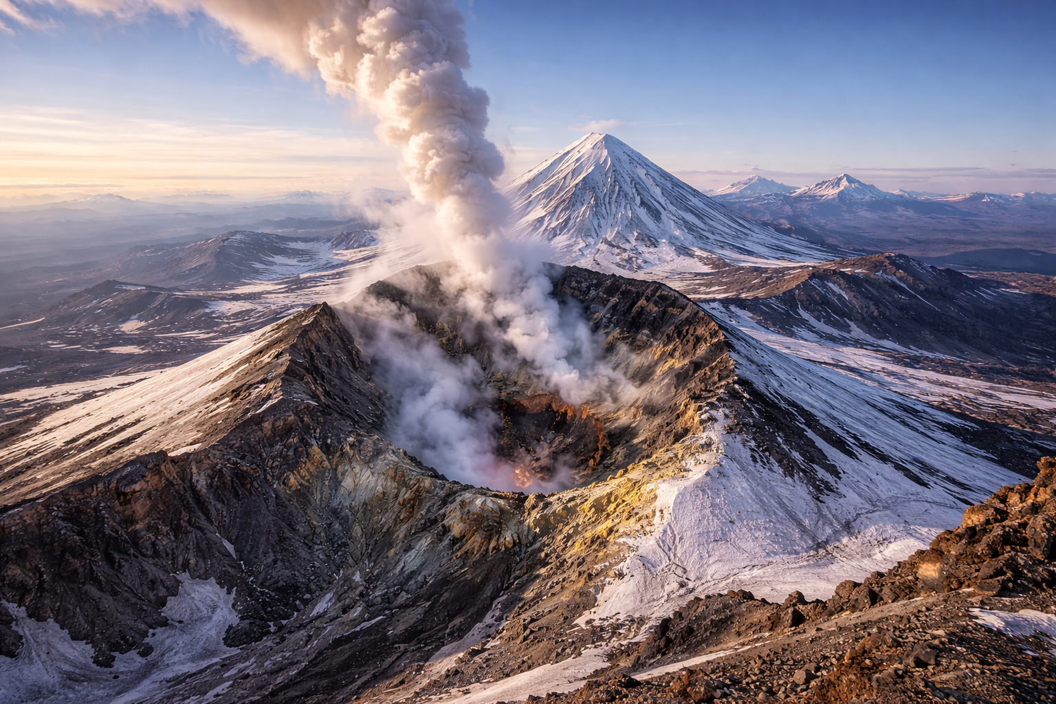 Vulcano attivo in Kamchatka.