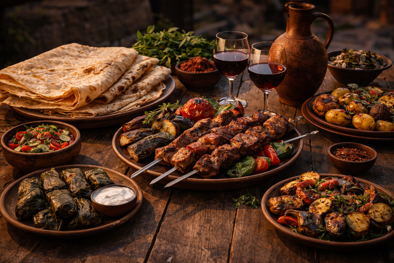 Traditional Armenian cuisine and wine