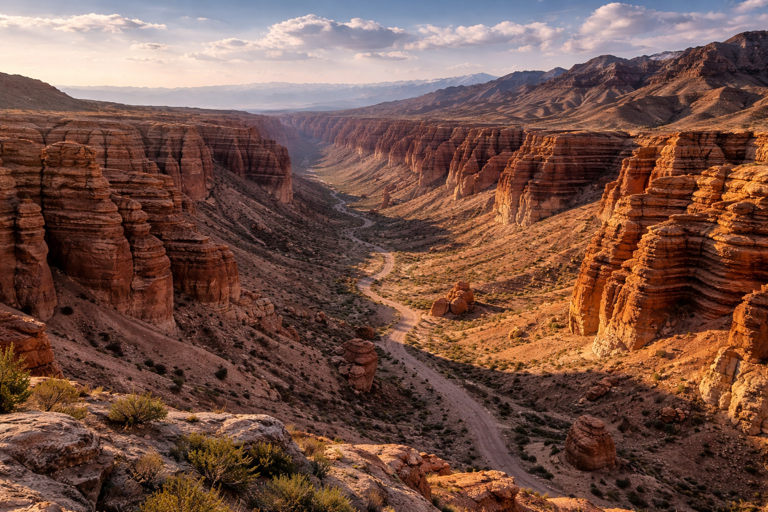 وادي شارين بجدرانه الصخرية الحمراء في كازاخستان