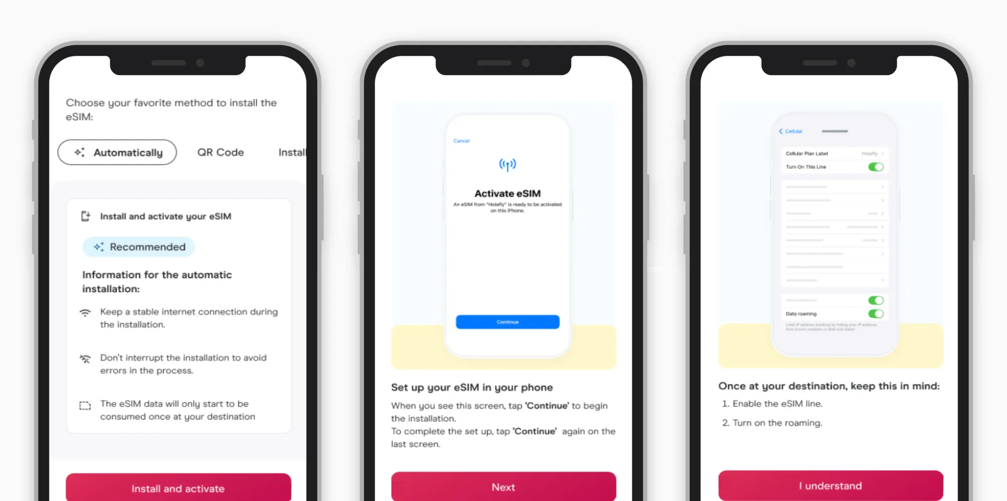 The Holafly app interface