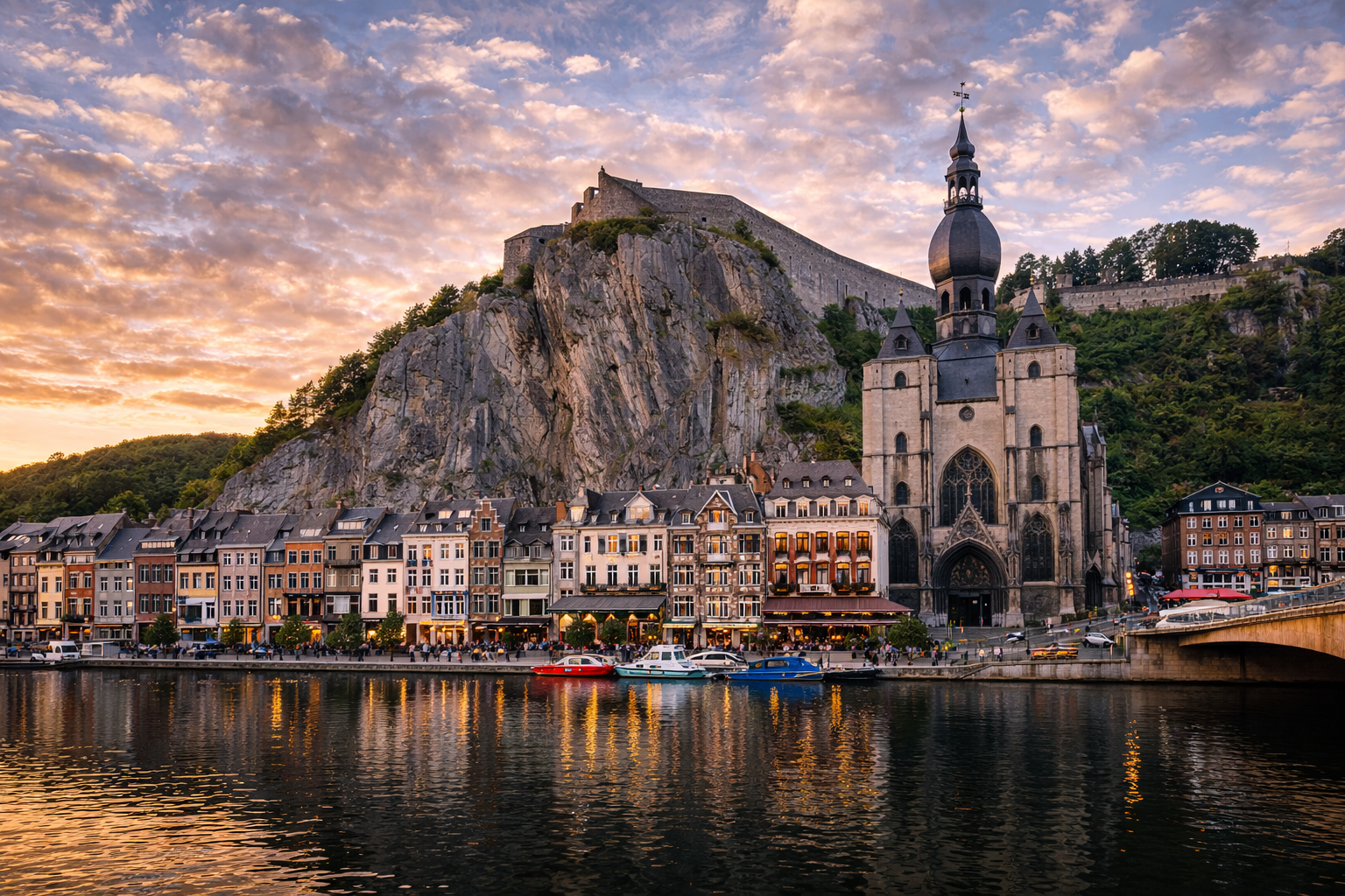 La città di Dinant sulla Mosa con la fortezza sulla roccia