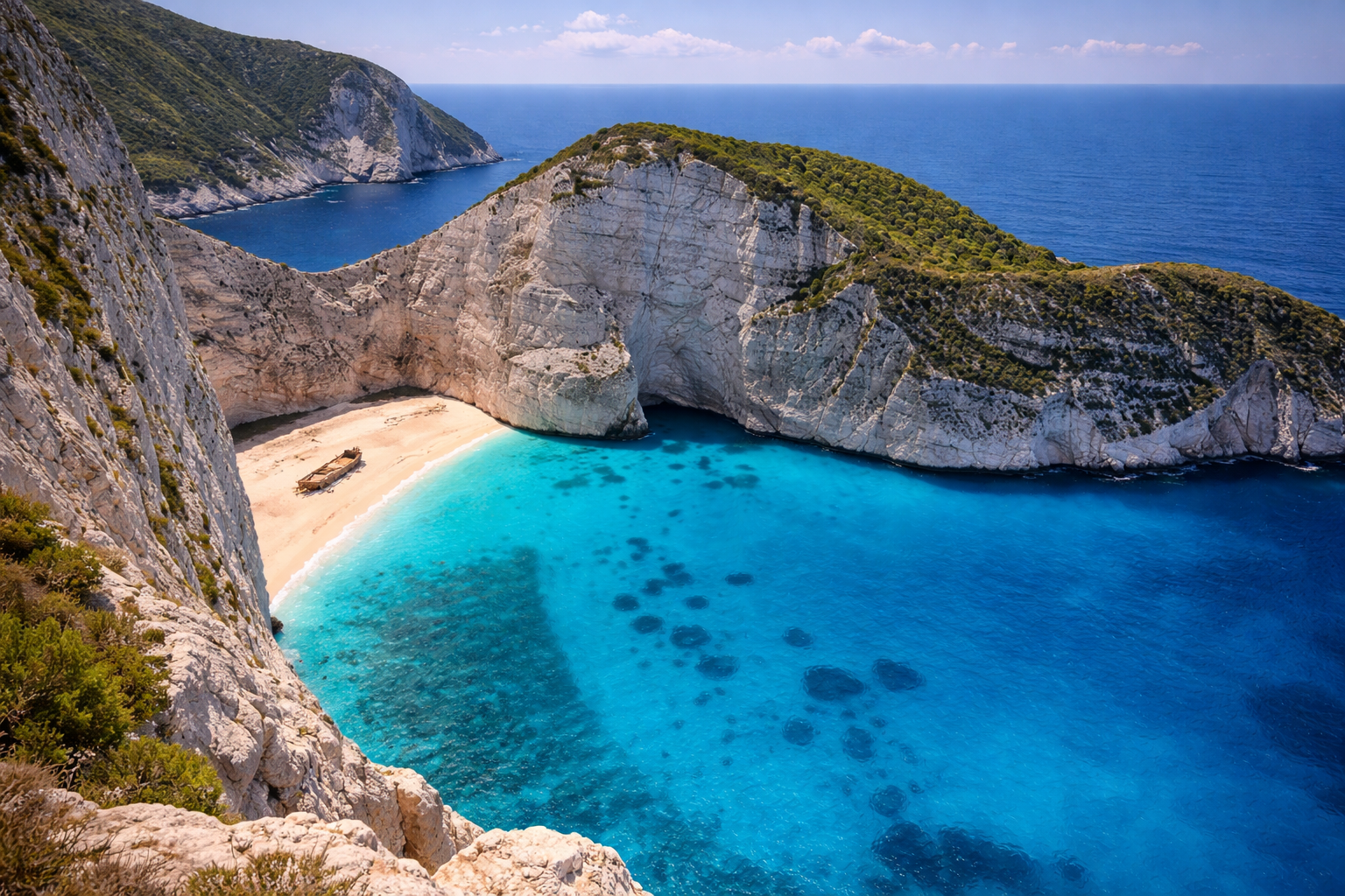 Navagio Bay in Zakynthos with the shipwreck
