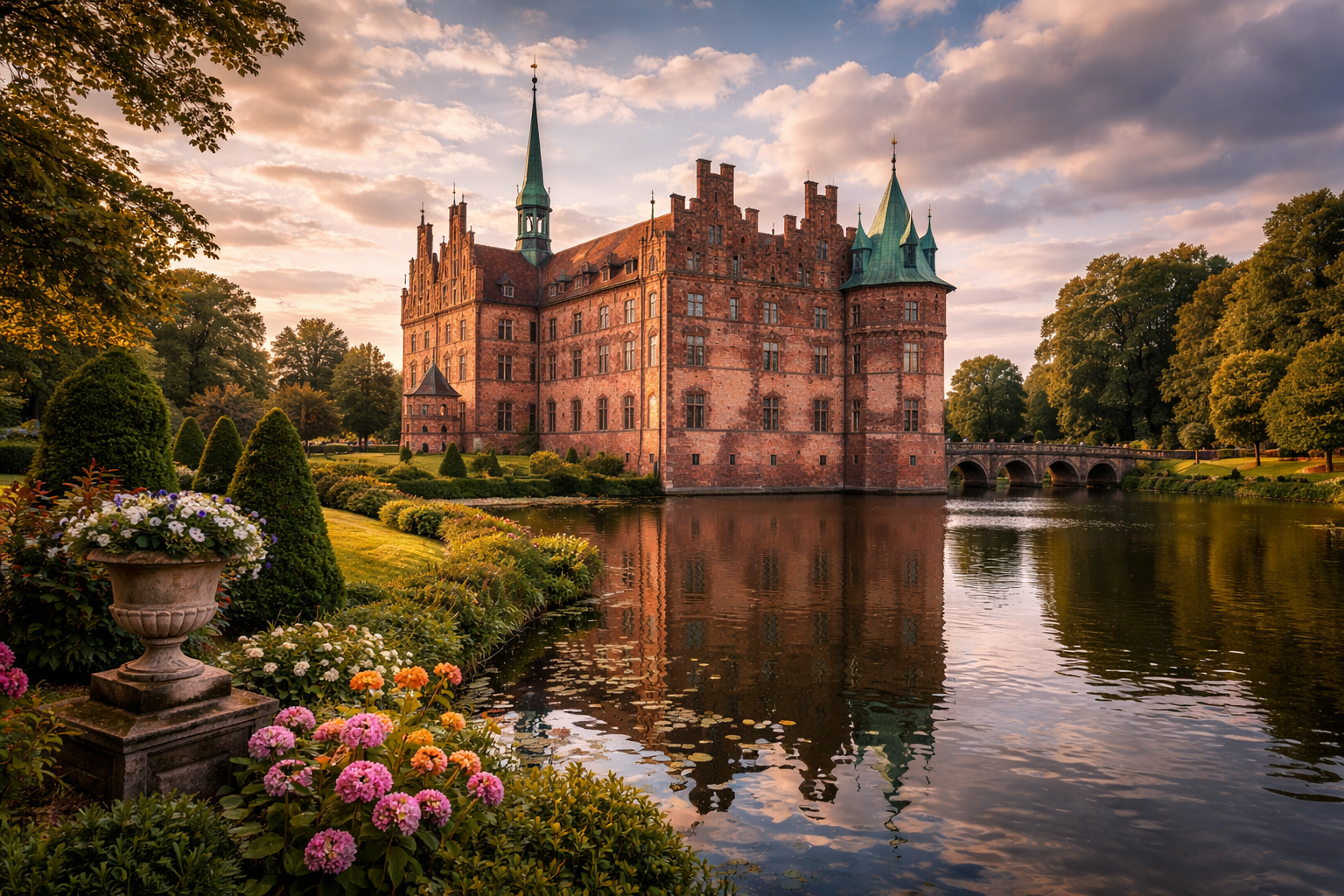 Egeskov Castle and its water-filled moat