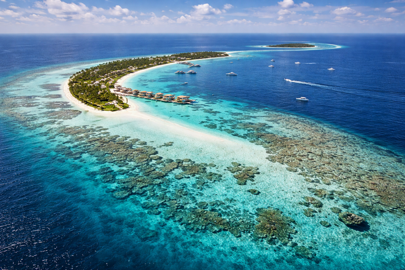 Turquoise lagoon of Ari Atoll