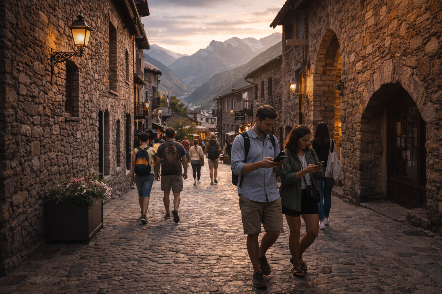 Andorra la Vella Old Town historic center of Andorra’s capital