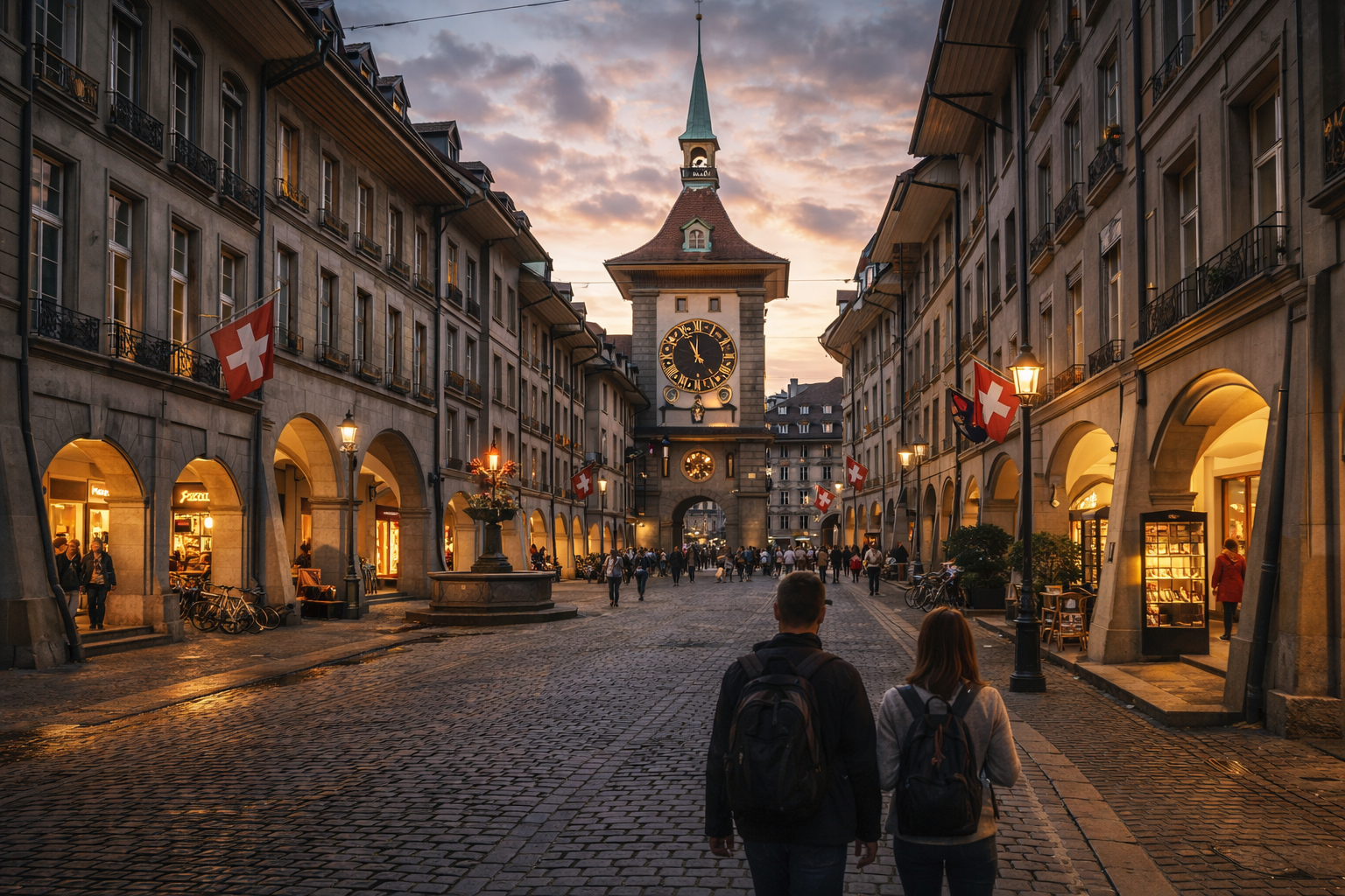 Średniowieczne stare miasto Berna z wieżą Zytglogge
