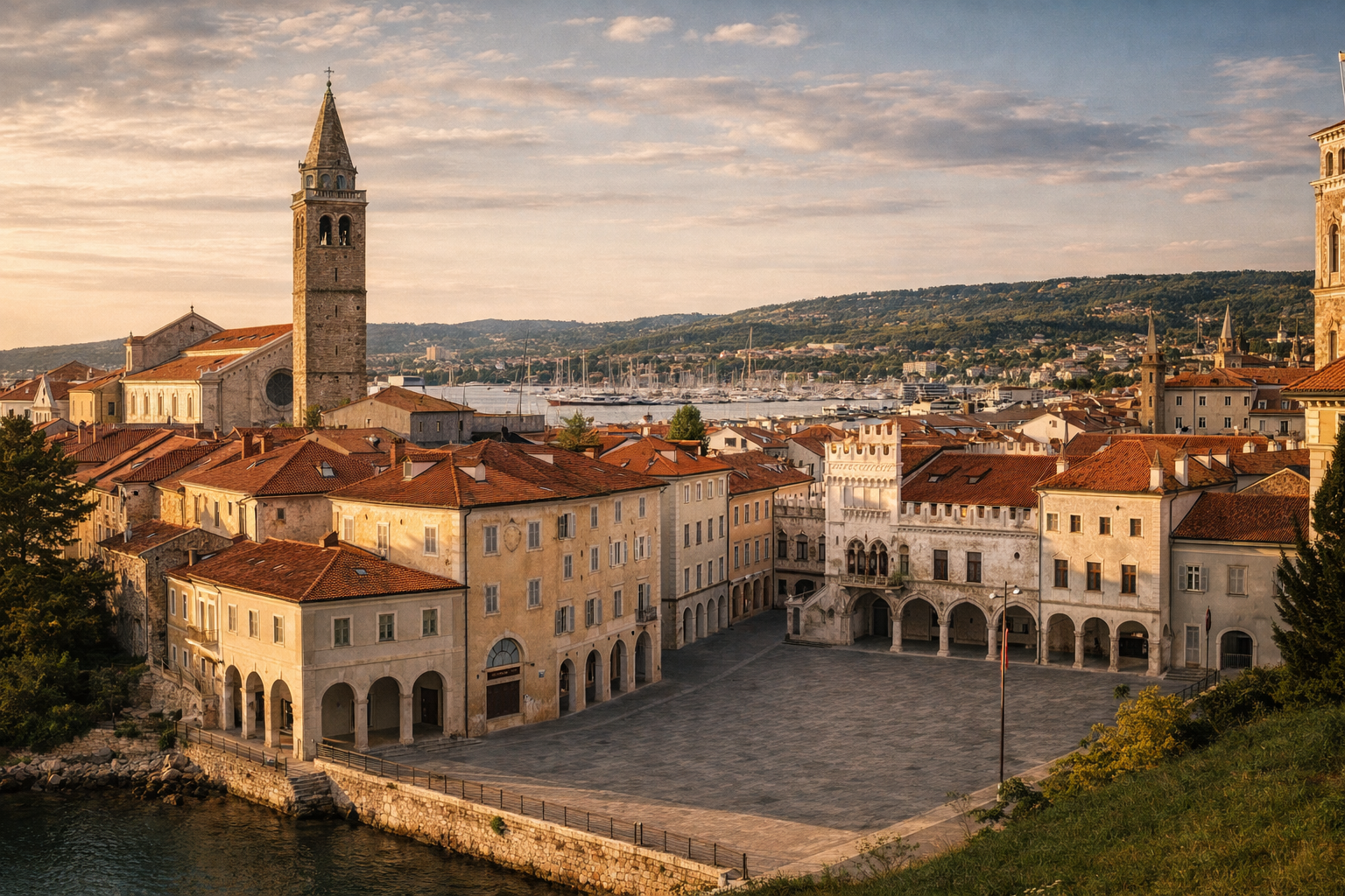 קופר בסלובניה עם מרכז היסטורי, אדריכלות ים-תיכונית, טיילת ימית ואווירת חוף חמימה