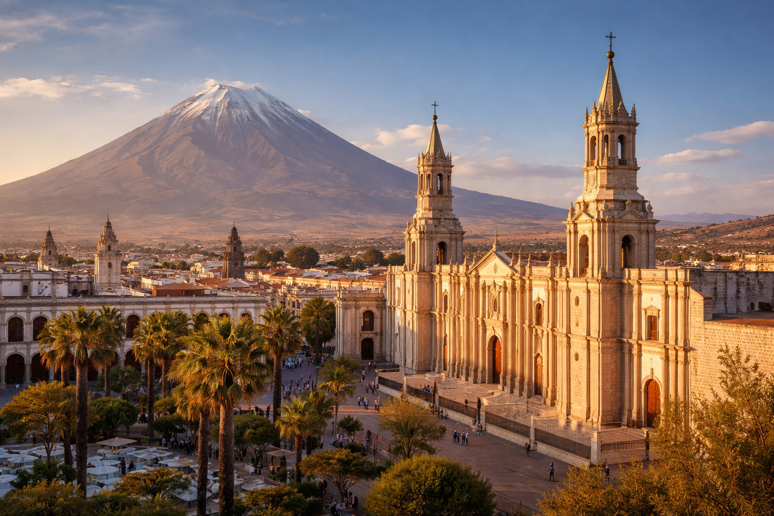 Białe Miasto Arequipa z kolonialną architekturą i wulkanem Misti