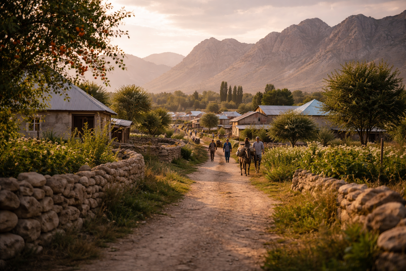אזור בטקן עם טבע ואנשים ברקע