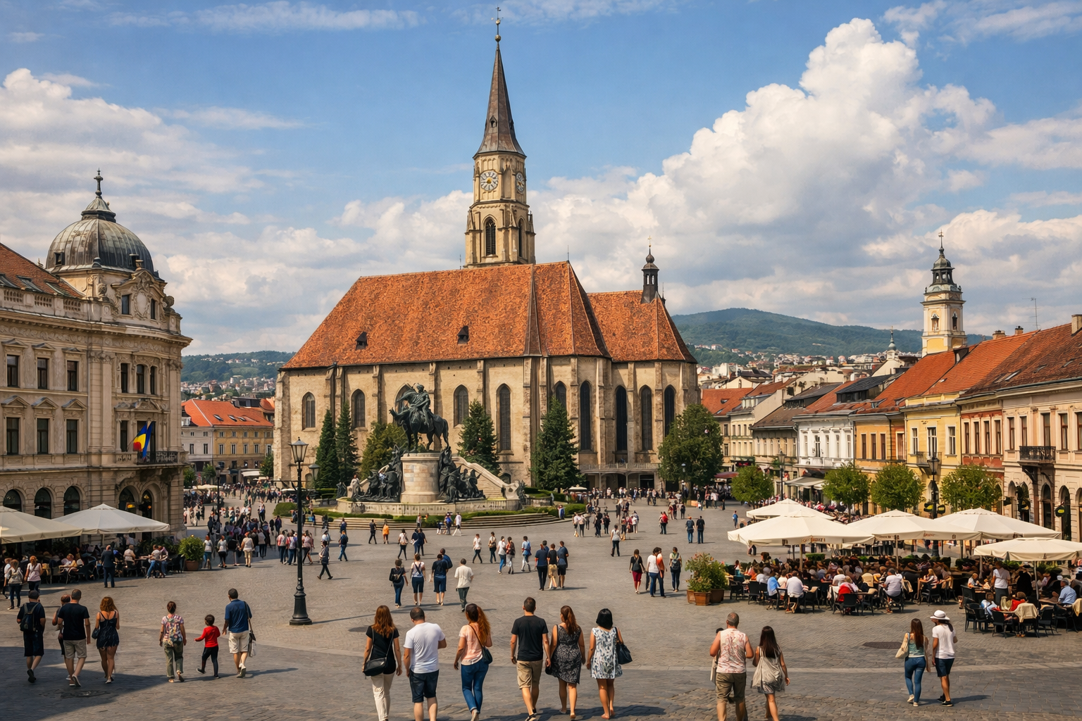 The central square of Cluj-Napoca.