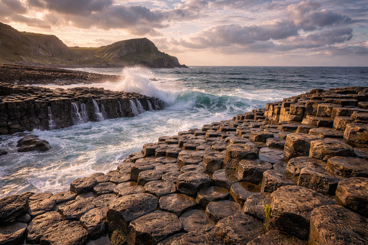 Basalt columns of Giant’s Causeway on the coast of Northern Ireland
