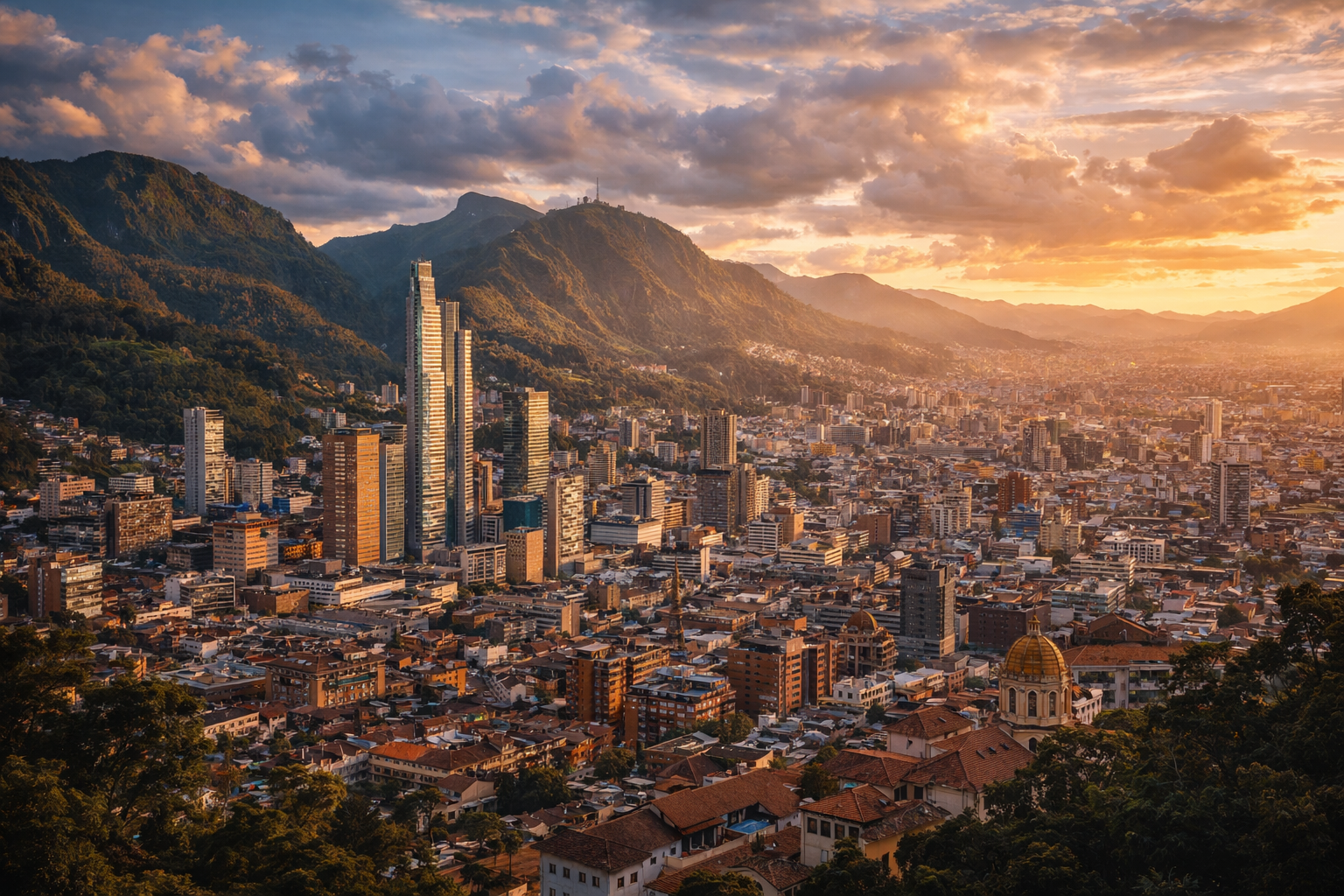 Panorama grada Bogote na pozadini Anda