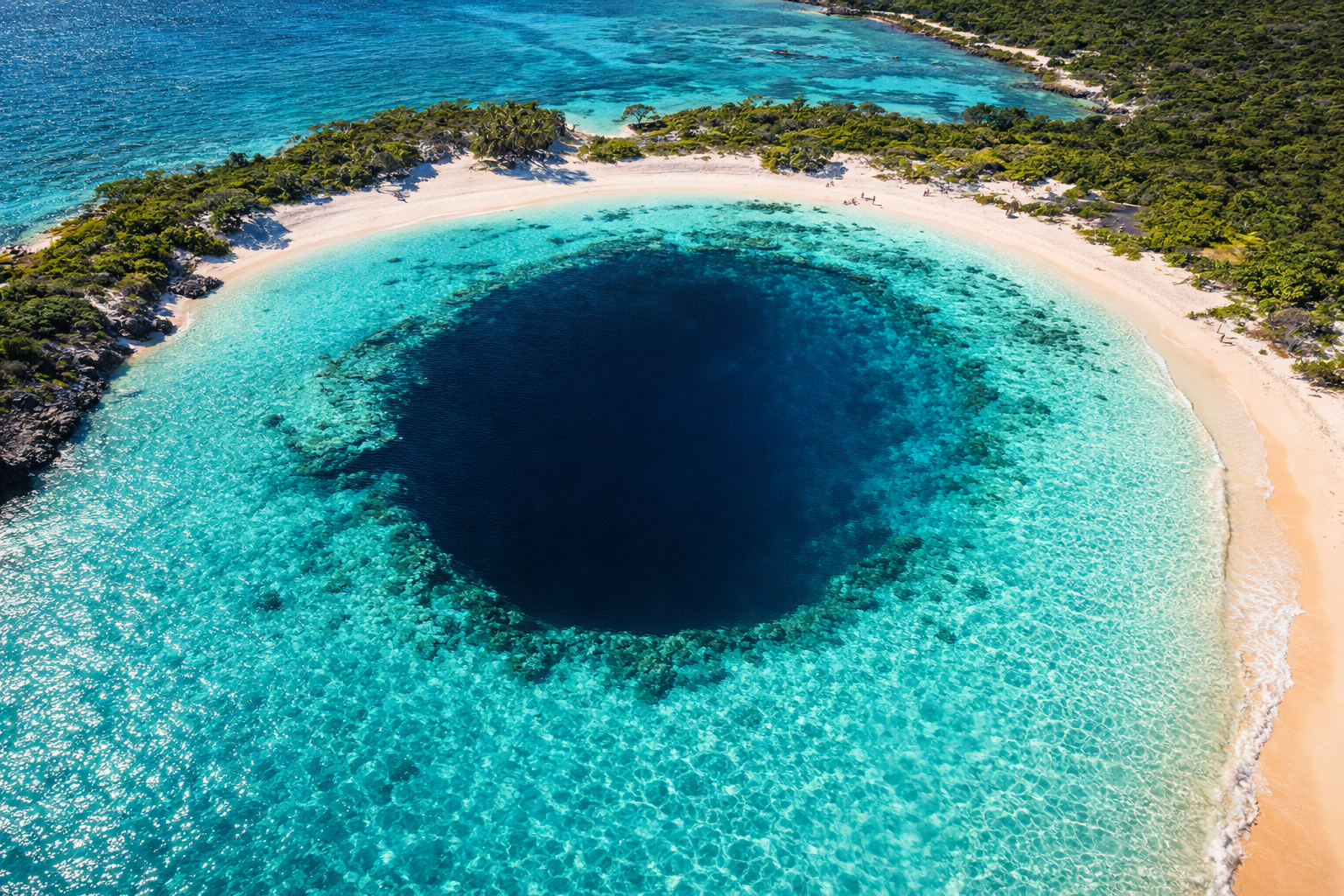 Dean’s Blue Hole sull’isola di Long Island alle Bahamas.