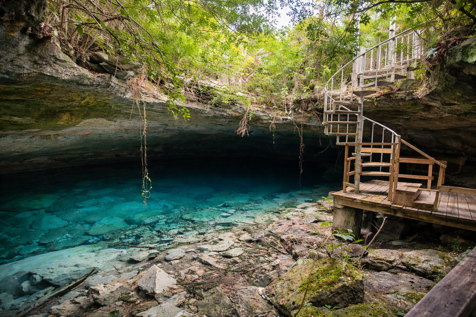 Le grotte del Lucayan National Park alle Bahamas.