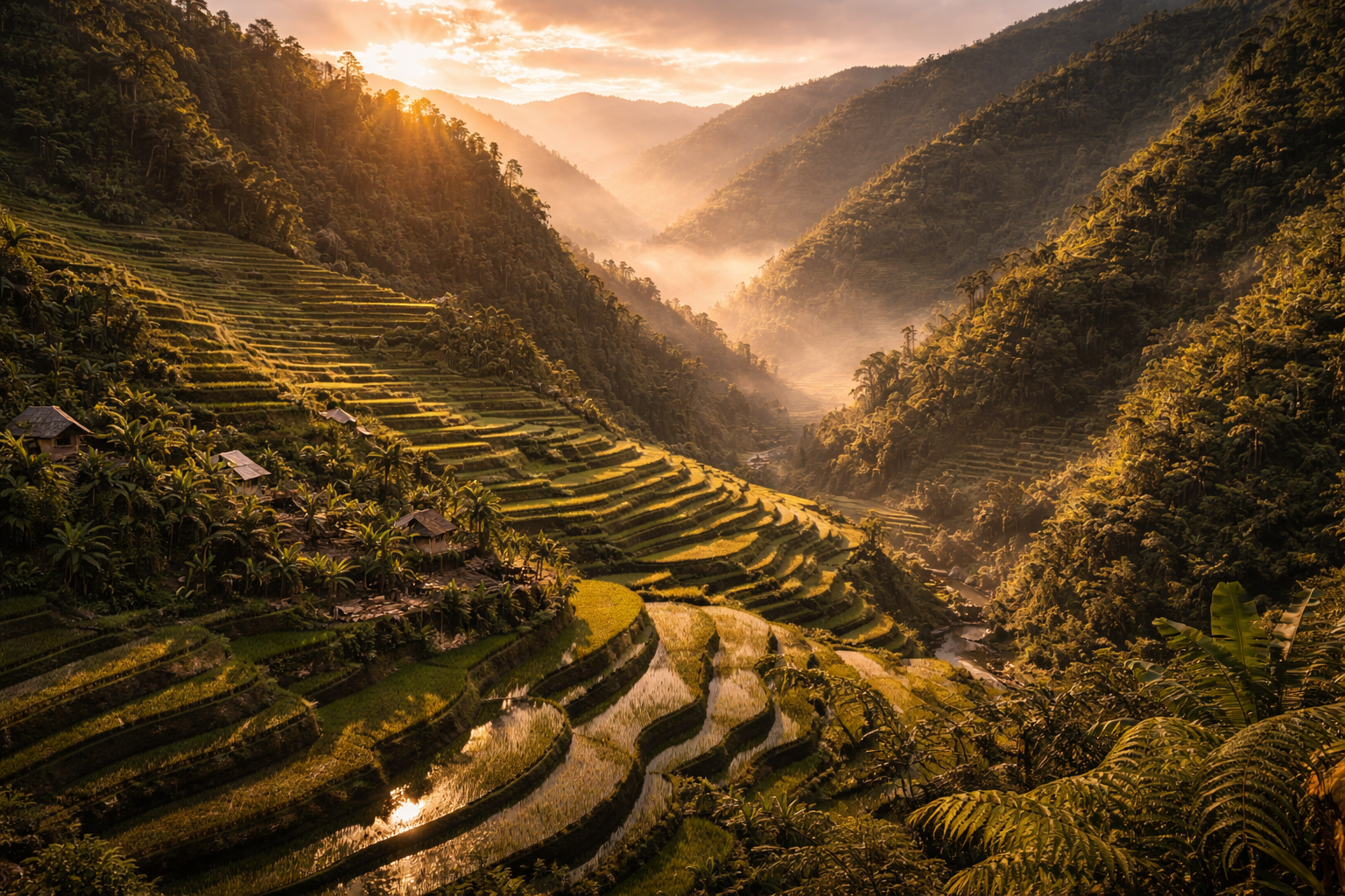 Banaue rice terraces on the mountain slopes of Luzon Island.