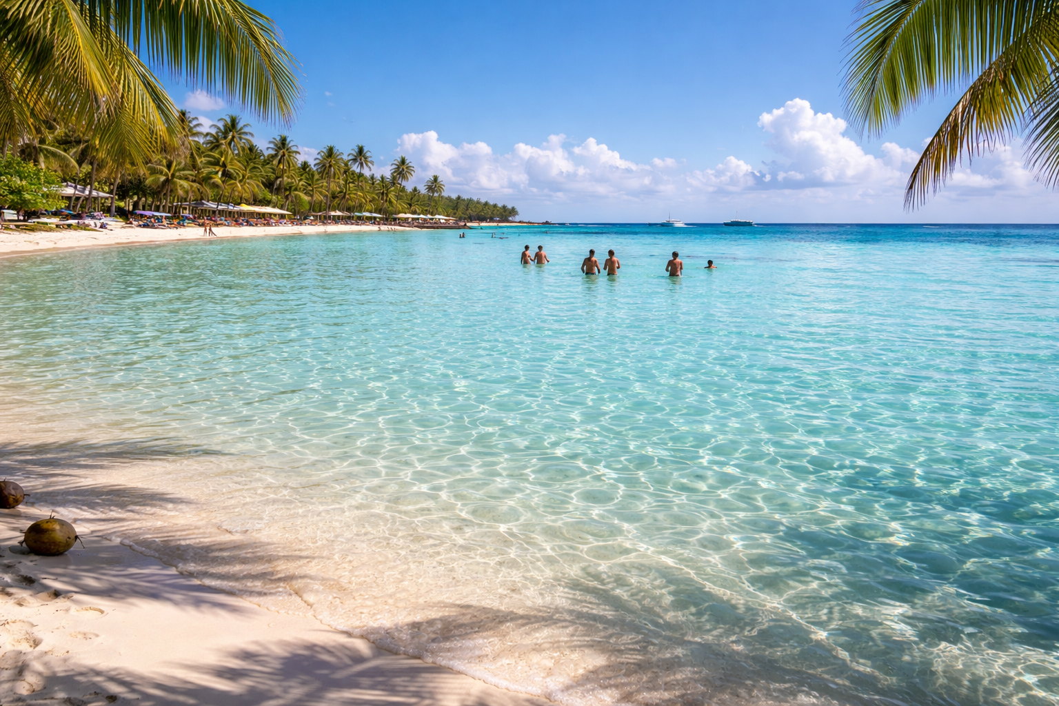 Llacuna poc profunda a Boca Chica amb aigua transparent i un descans de platja tranquil