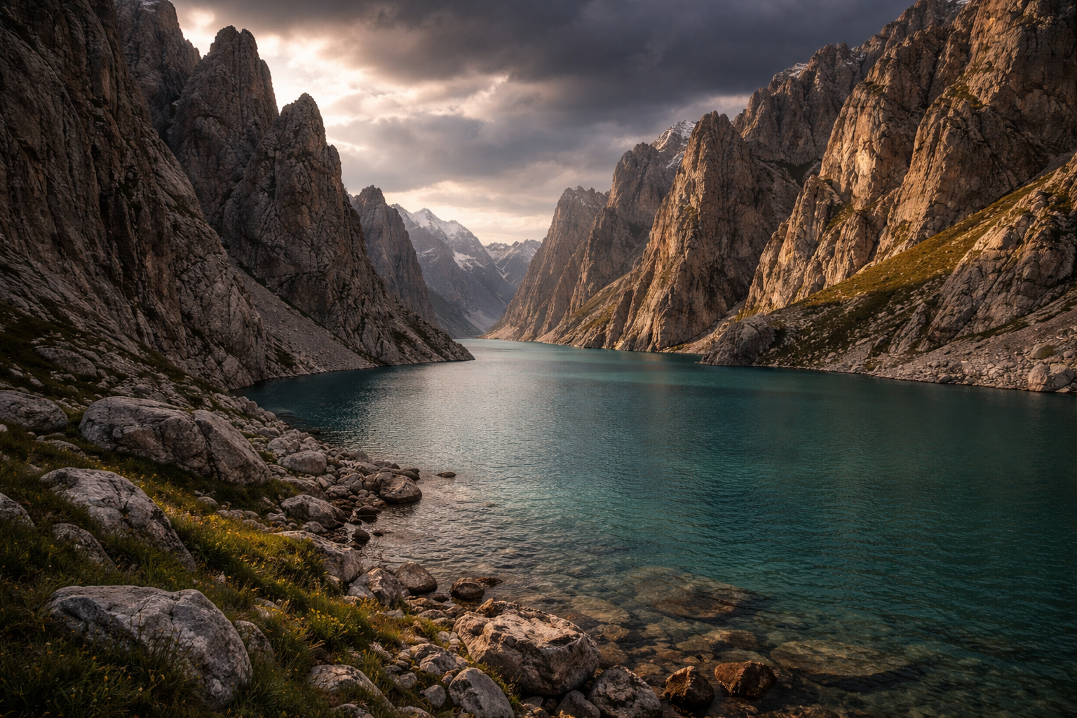 אגם קֶל-סוּ עם צוקים תלולים