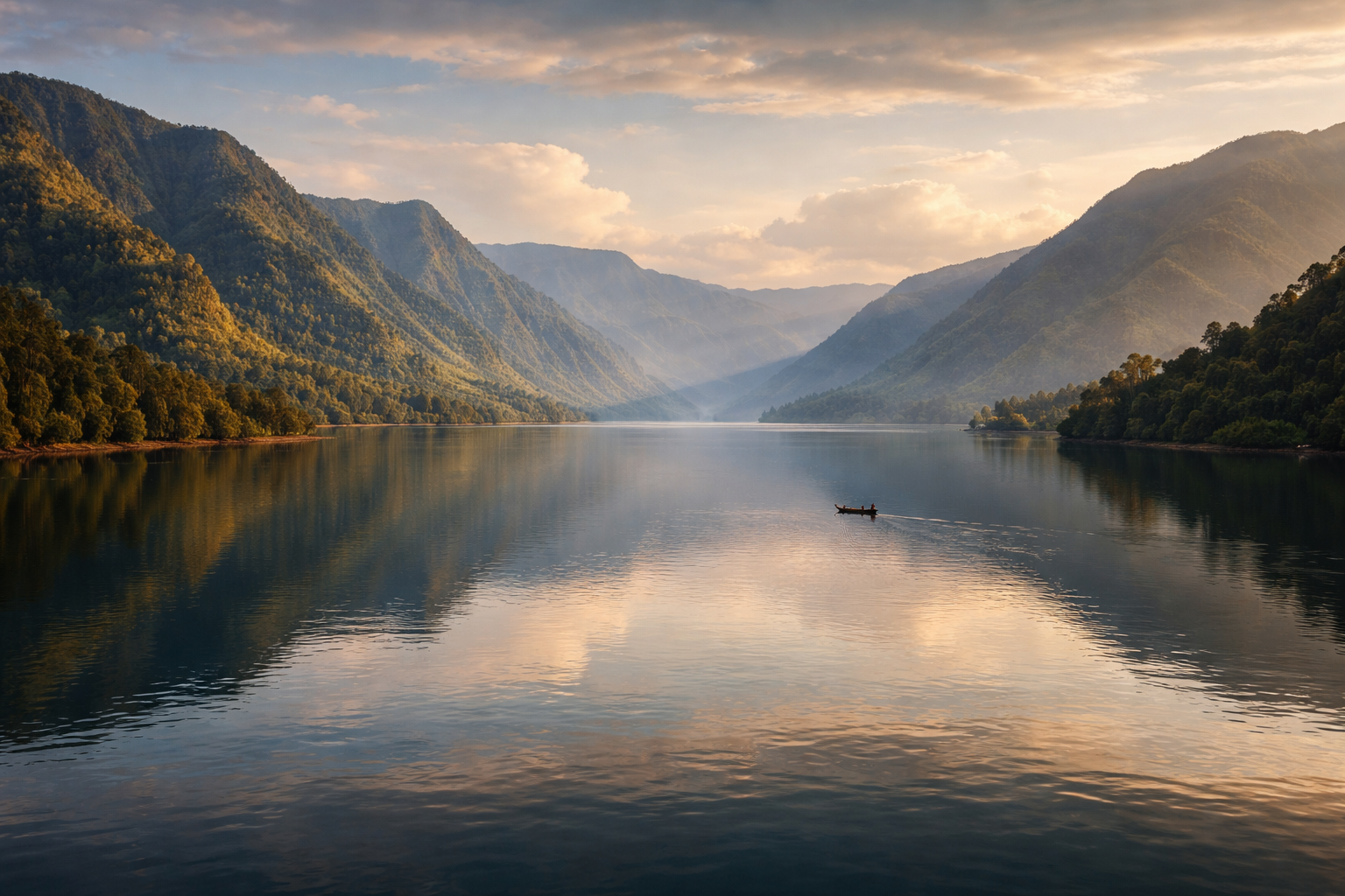 Lake Toba and mountain reflections