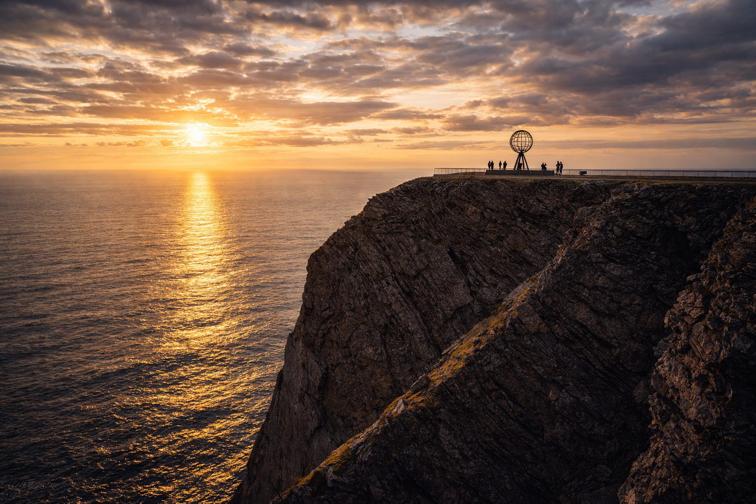 Nordkapp cliff above the Arctic Ocean – the edge of Europe in Norway