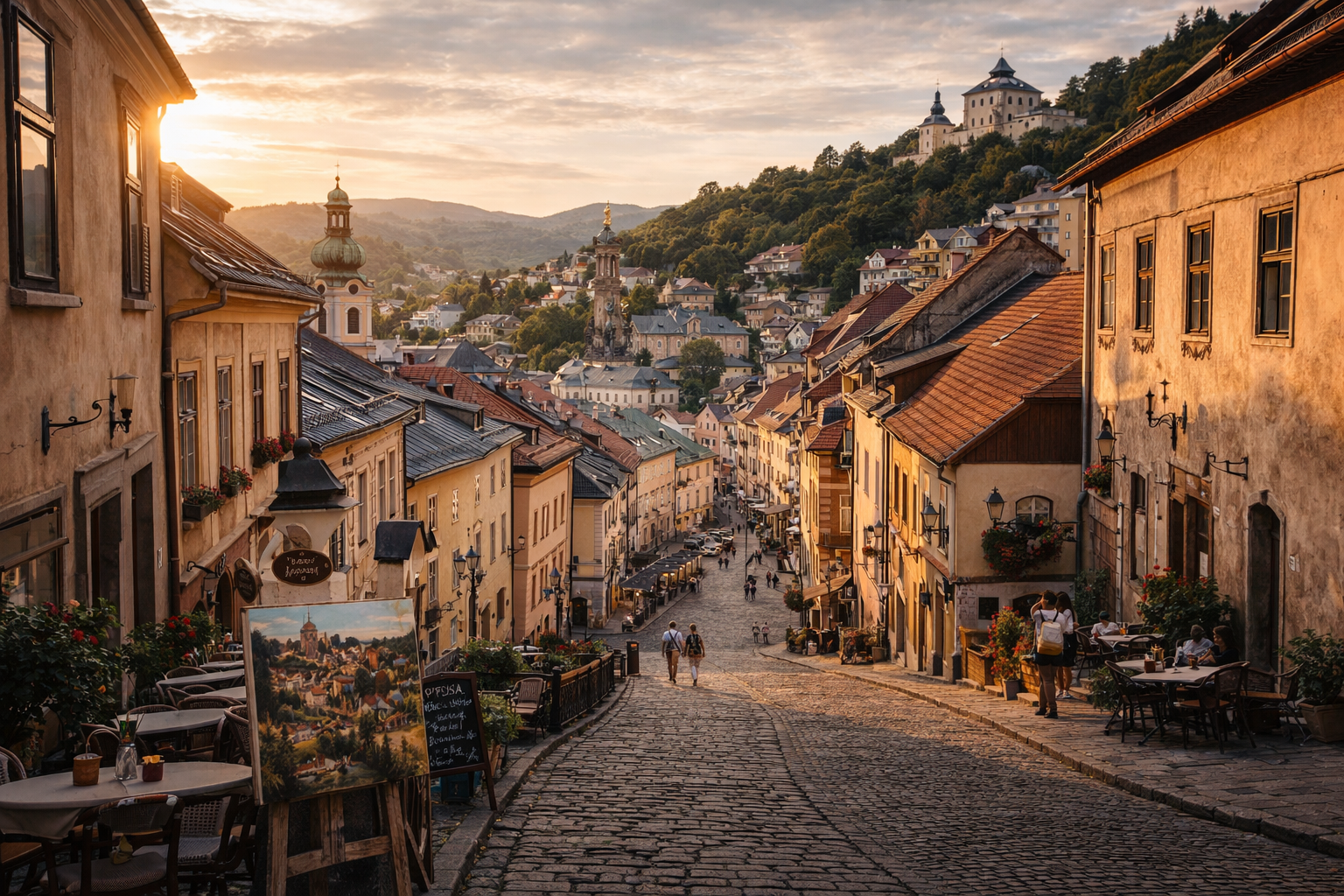 בנסקה שטיאבניצה עם סמטאות היסטוריות ואדריכלות מלאת אווירה