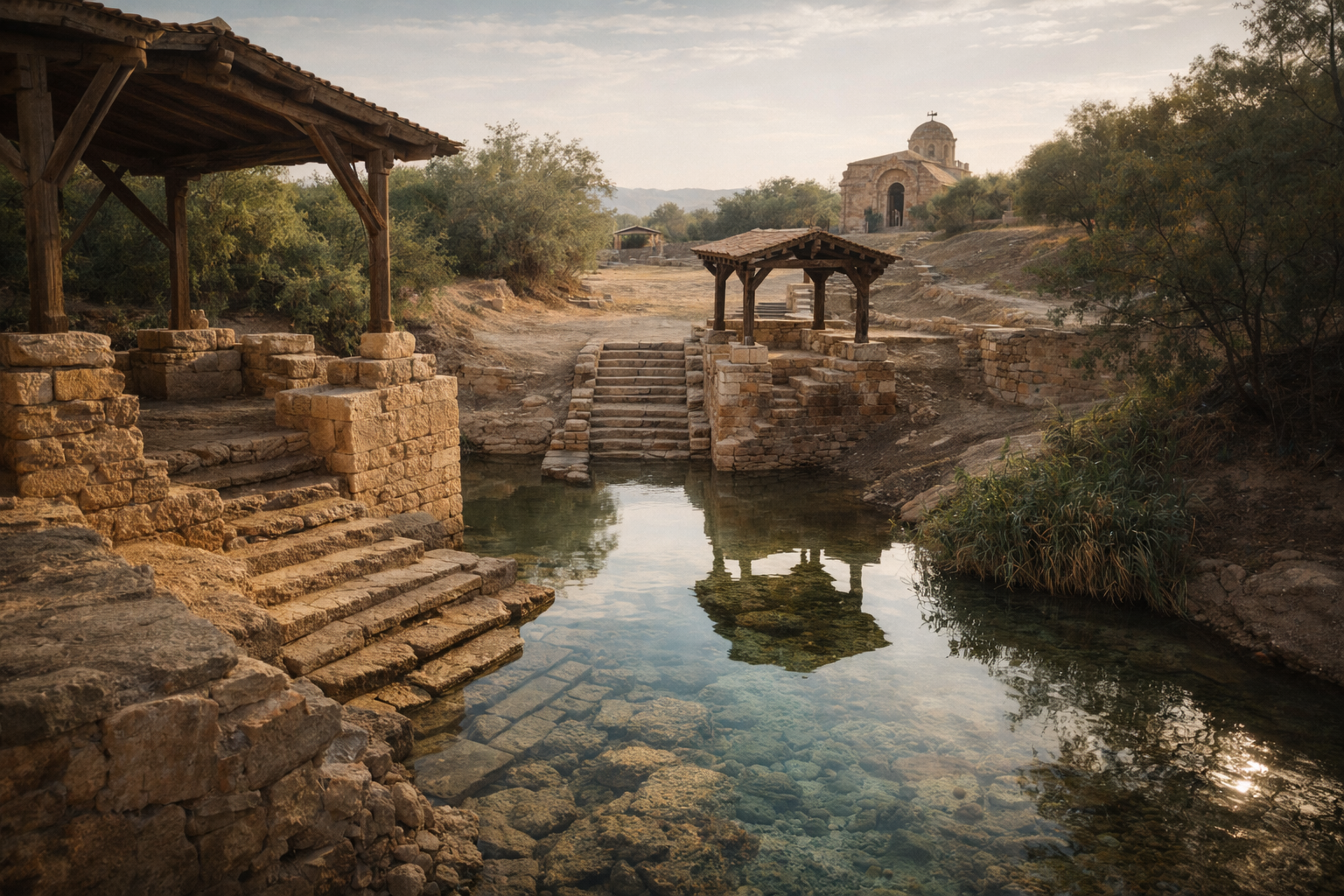 בית עניה מעבר לירדן בירדן - מקום קדוש ליד נהר הירדן עם שבילים היסטוריים ואווירה שלווה