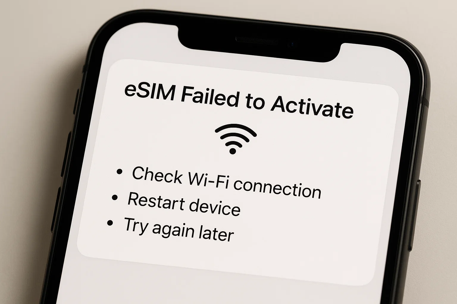 Make sure your iPhone is connected to Wi-Fi and the eSIM profile is active.