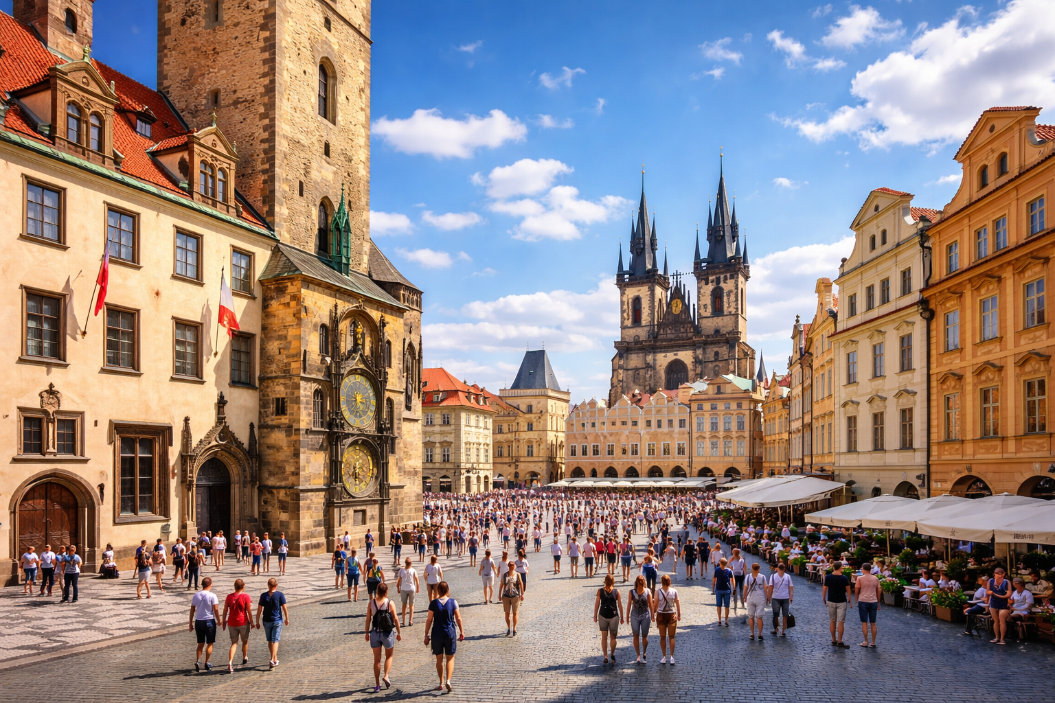 Piazza della Città Vecchia e l’orologio astronomico a Praga.