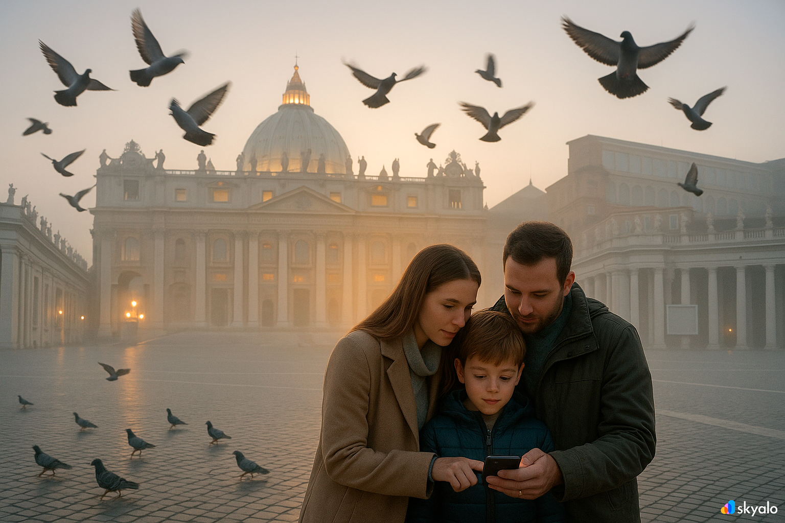 A family plans the dome climb while staying online via eSIM