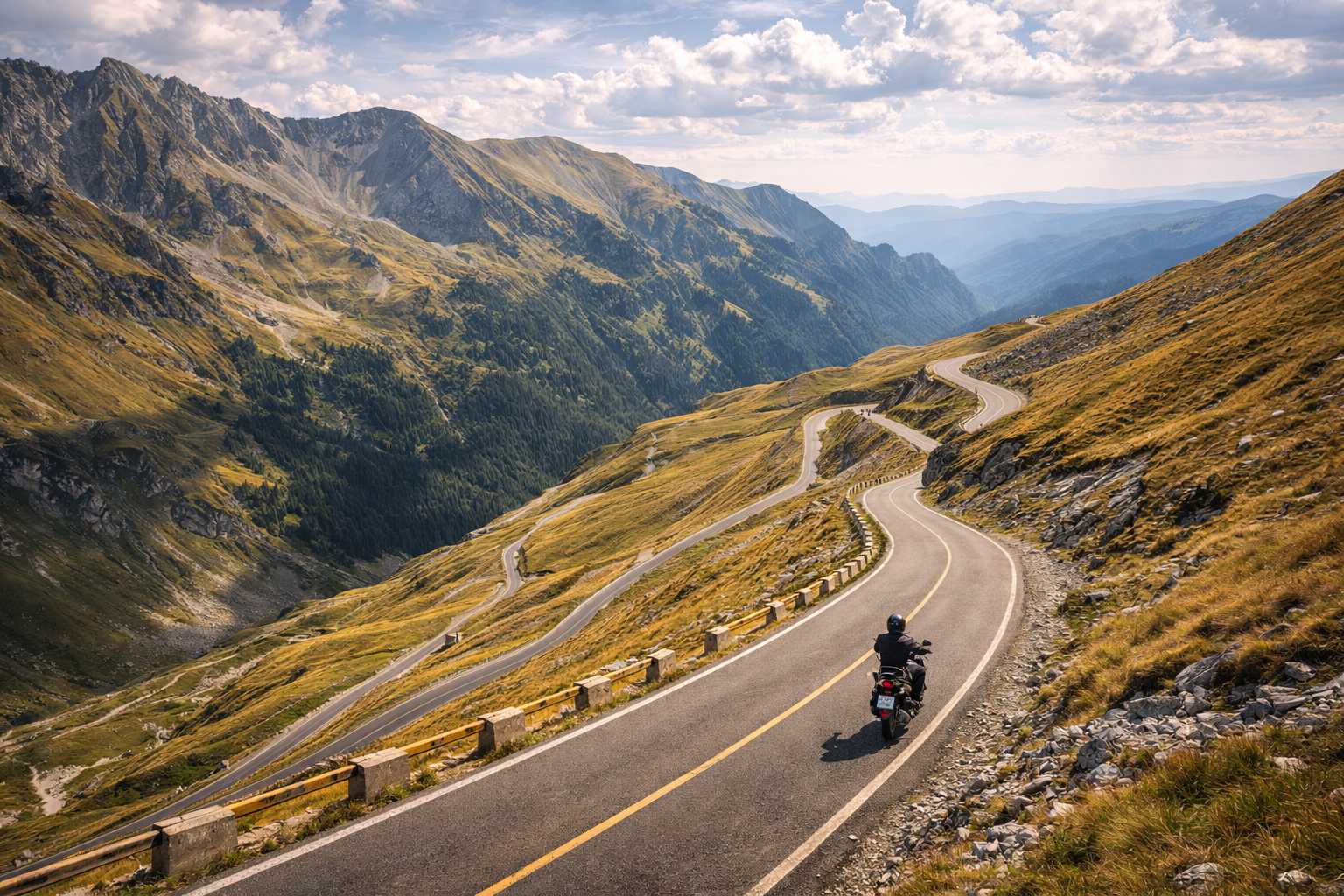 The Transalpina mountain road on a Carpathian pass.