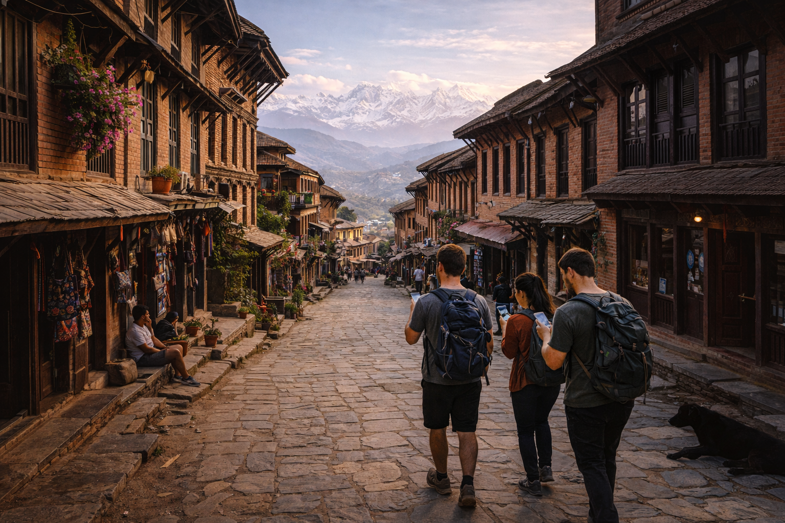 Viaggiatori passeggiano a Bandipur con smartphone ed eSIM