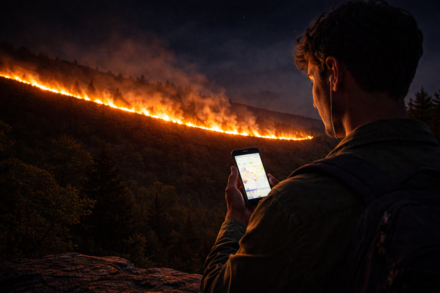 Yanar Dag’s burning hillside at night