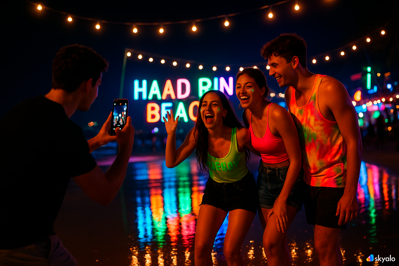 Haad Rin Beach at night — music, lights, dancing till dawn