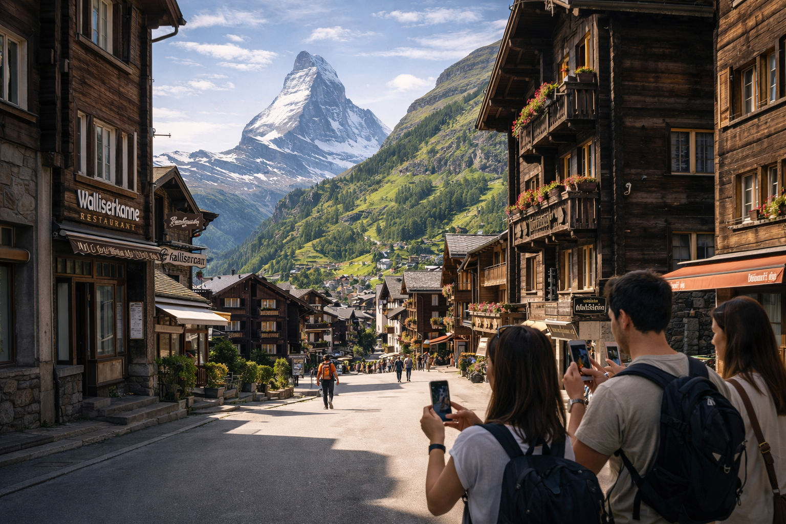 Alpejski kurort Zermatt u podnóża Matterhornu