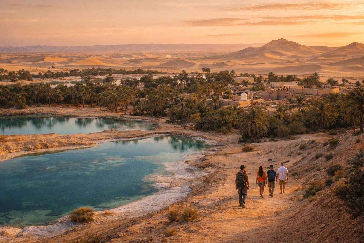 Siwa Oasis with palm groves and salt lakes in Egypt’s desert — traveling with eSIM internet