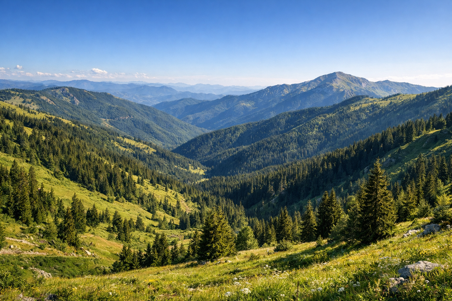 Kopaonik mountain national park in Serbia with Alpine landscapes.