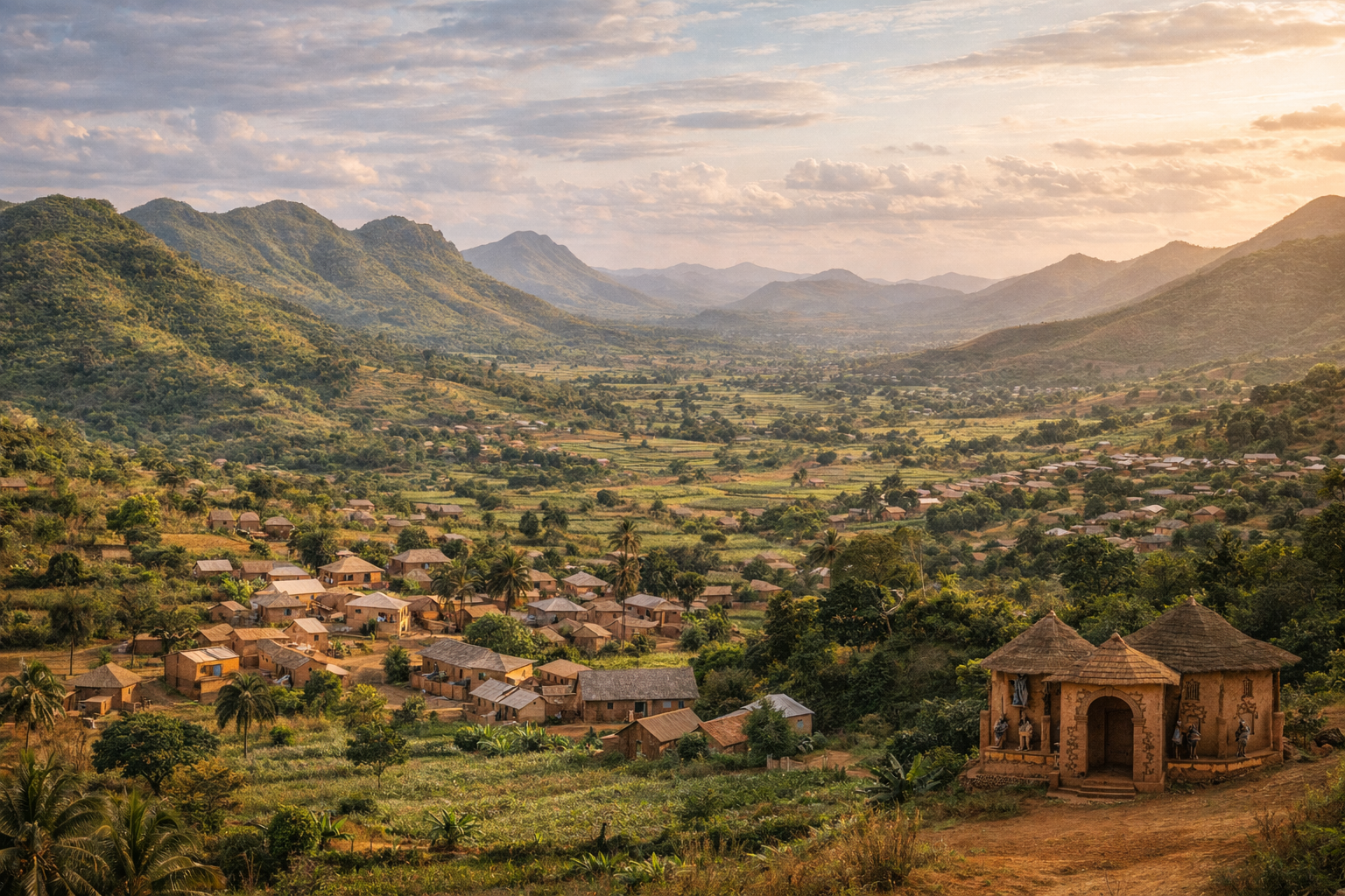 נטיטינגו בבנין עם גבעות, נופי הרים ירוקים, כפרים ואווירה רגועה של אזור צפוני