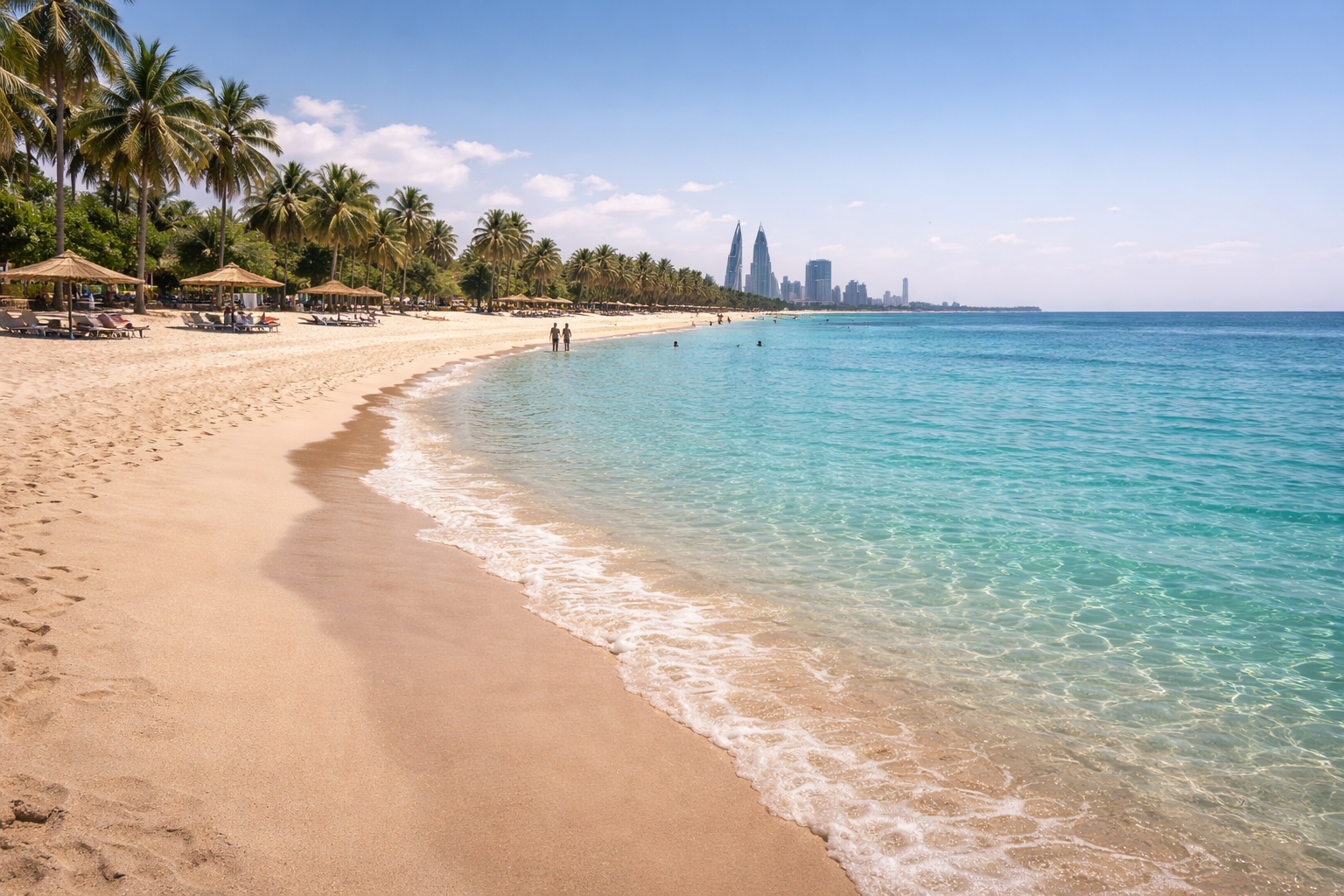 חוף בבחריין עם מים צלולים וחול רך