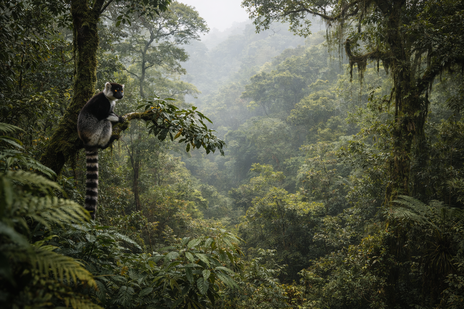 Andasibe rainforest with a lemur
