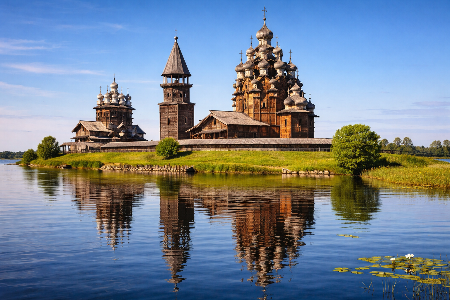 Chiese in legno sull’isola di Kizhi.