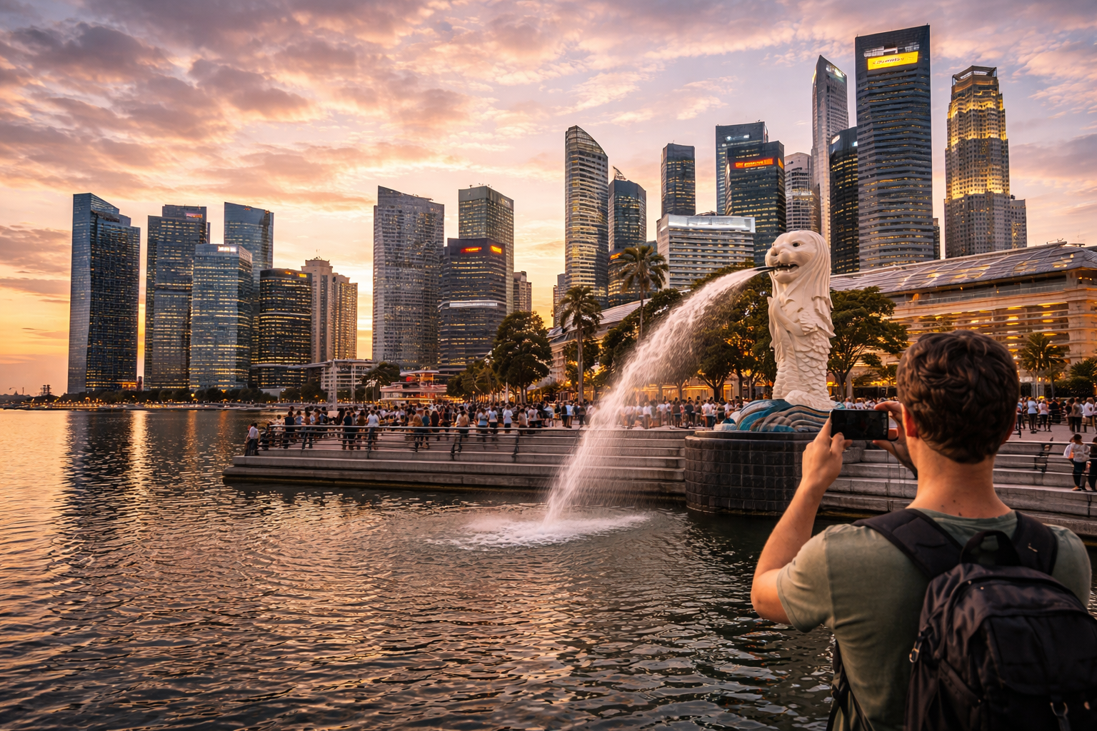 The Merlion statue on Singapore’s waterfront.
