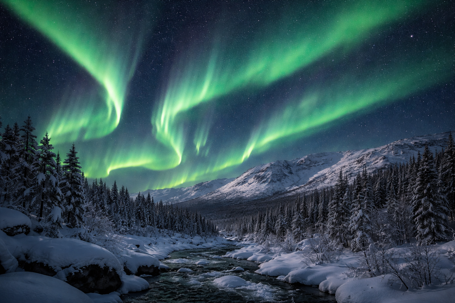 Aurora boreale sulla Penisola di Kola.