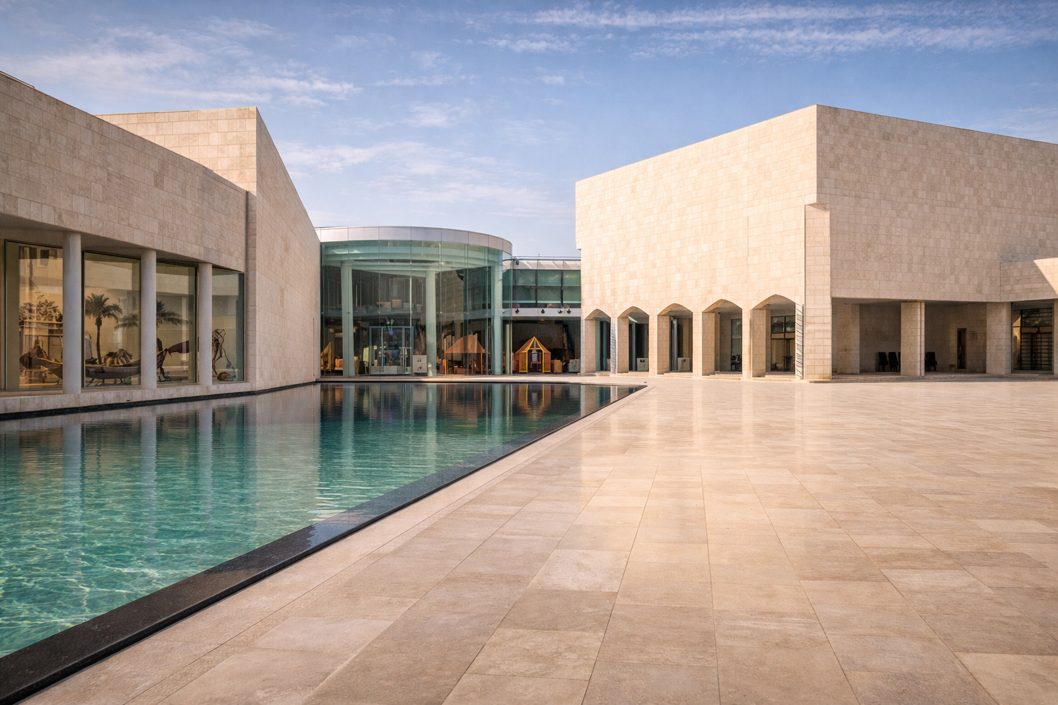 המוזיאון הלאומי של בחריין עם אדריכלות מודרנית ואווירה תרבותית