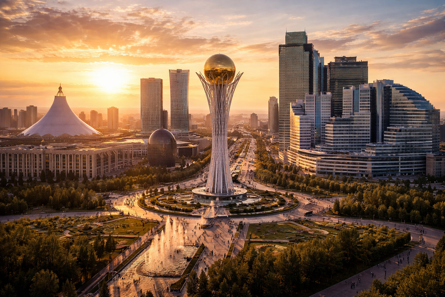 عمارة أستانا الحديثة وبرج بايتيرك