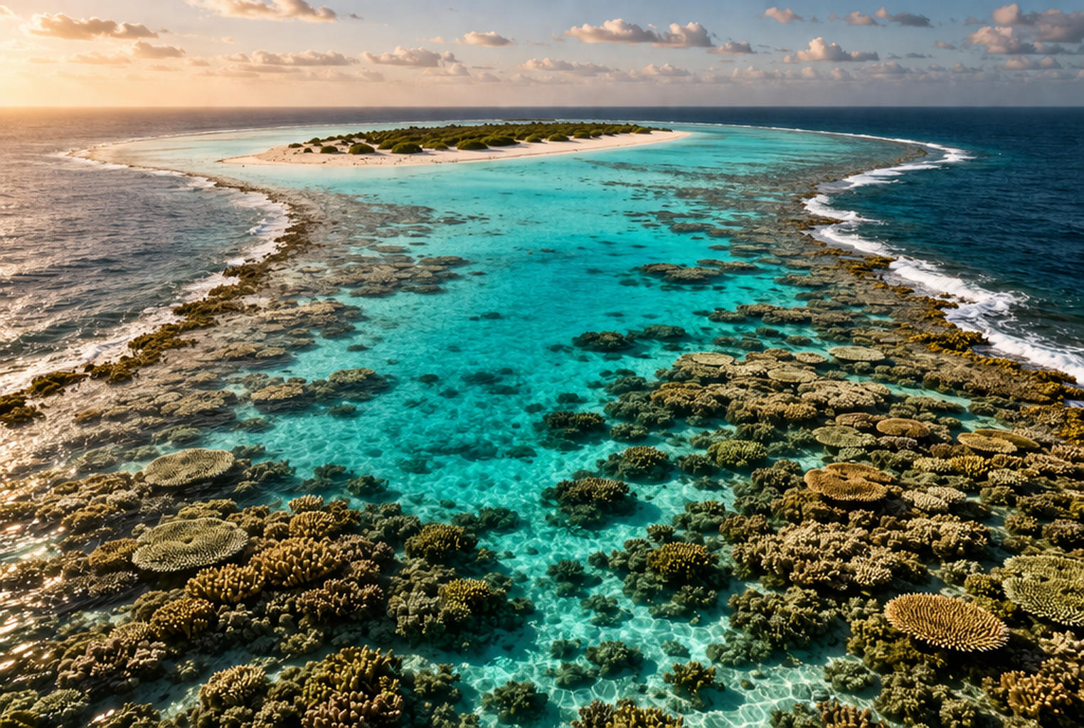 הפארק הימי סנגןב בסודן עם מים צלולים של הים האדום, שוניות אלמוגים ונוף ימי צבעוני.
