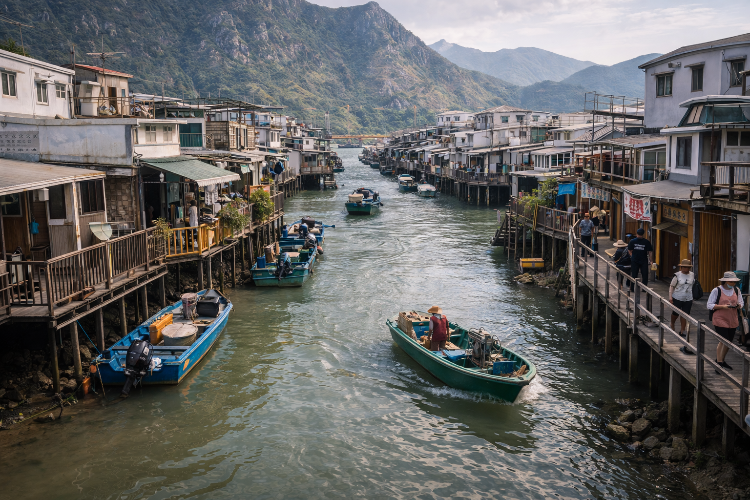 Tai O fishing village with stilt houses.
