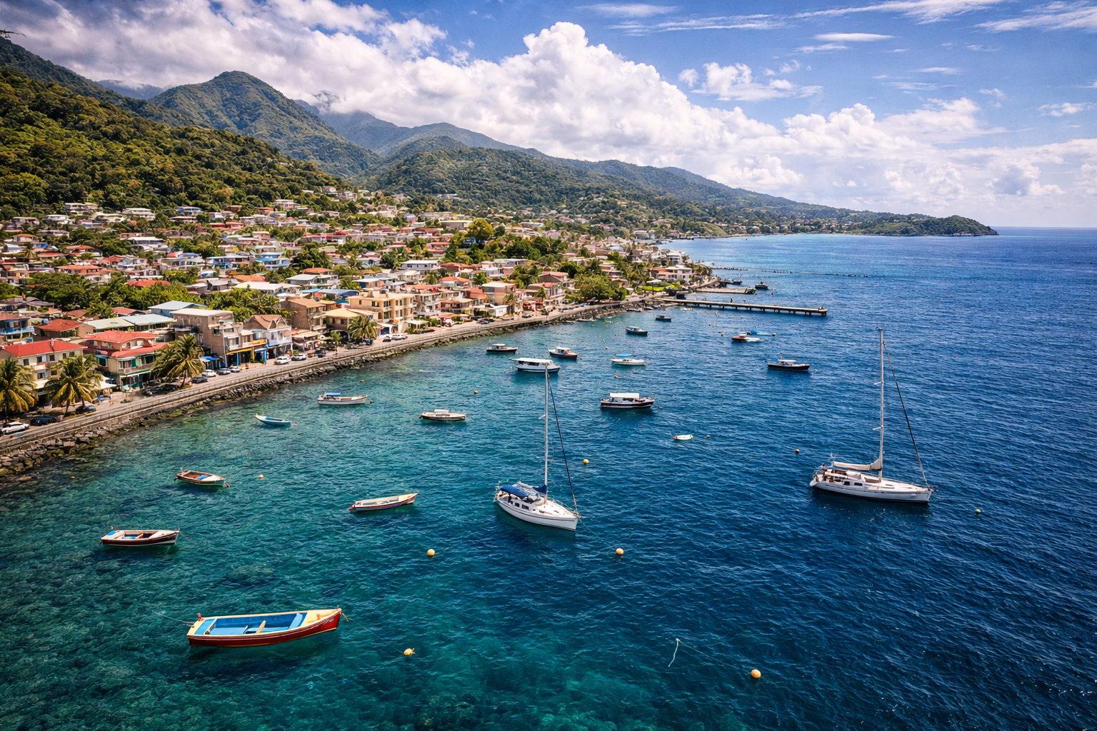 Miasto Portsmouth na wybrzeżu Dominiki