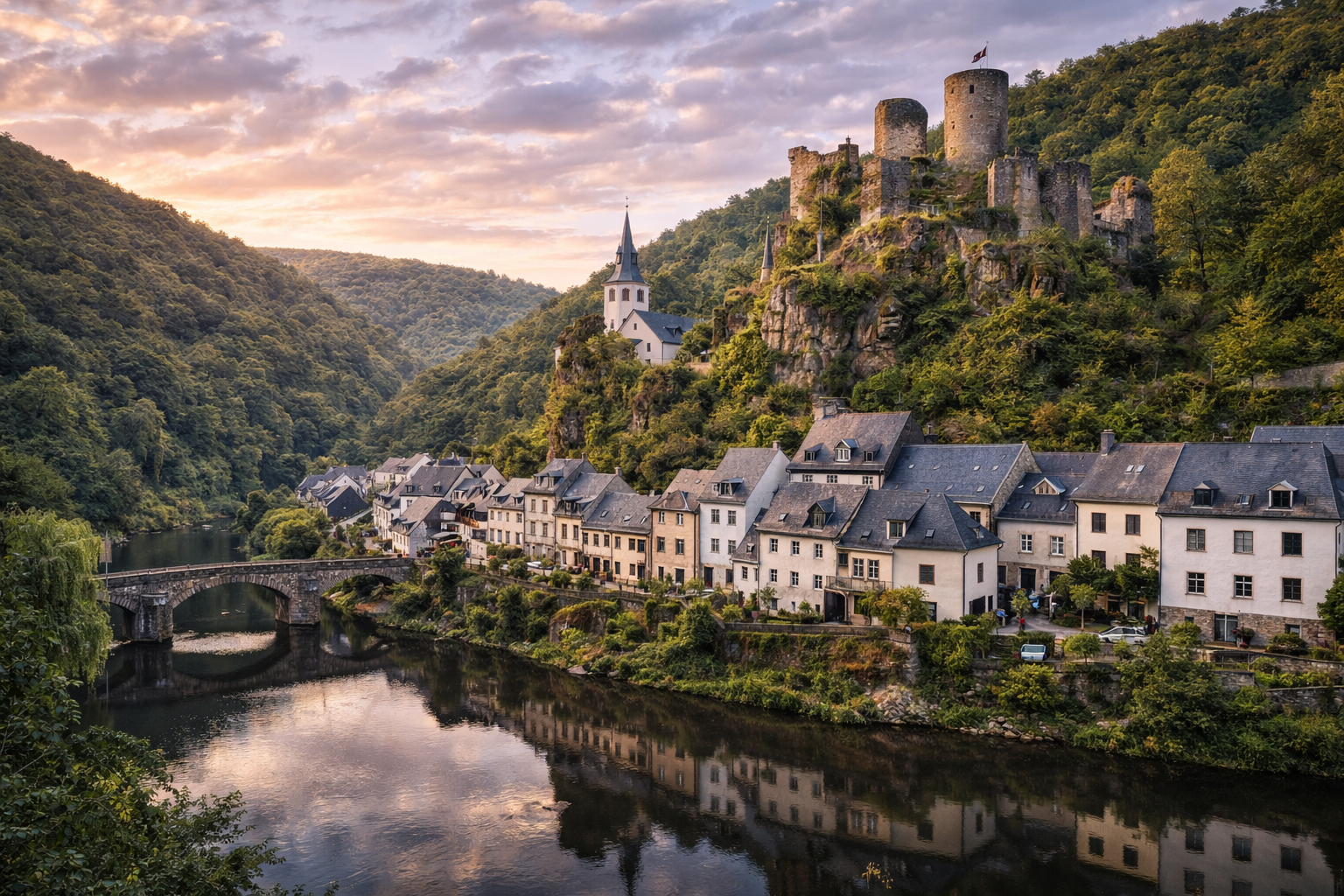 Turistas en las Casamatas de Bock en Luxemburgo usan smartphones con internet eSIM