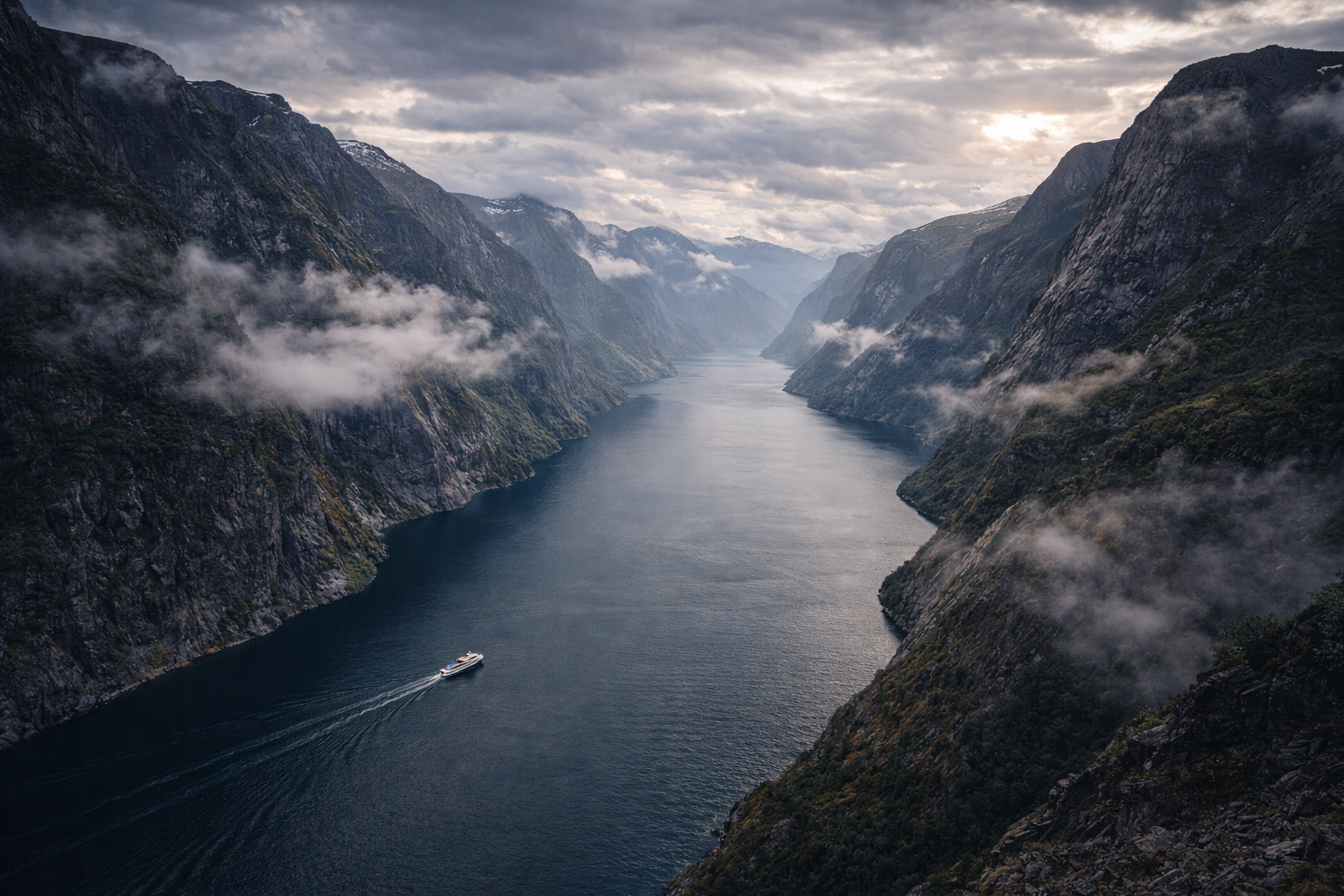 Sognefjord – Norway’s longest fjord between towering mountains