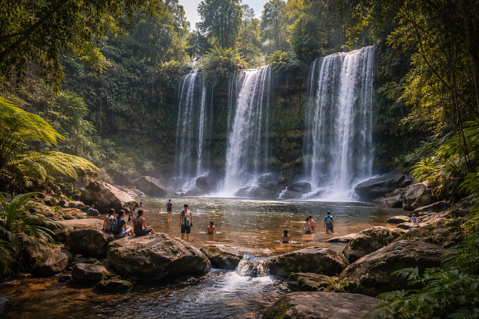 Phnom Kulen waterfall in the dense jungle of the national park
