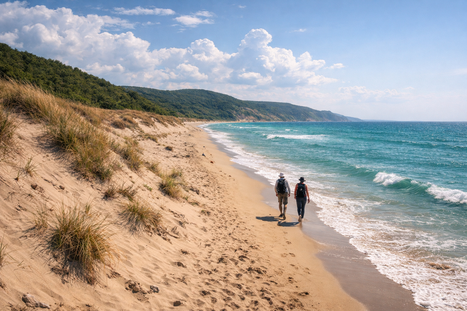 Wild Irakli Beach on the Black Sea and tourists using eSIM